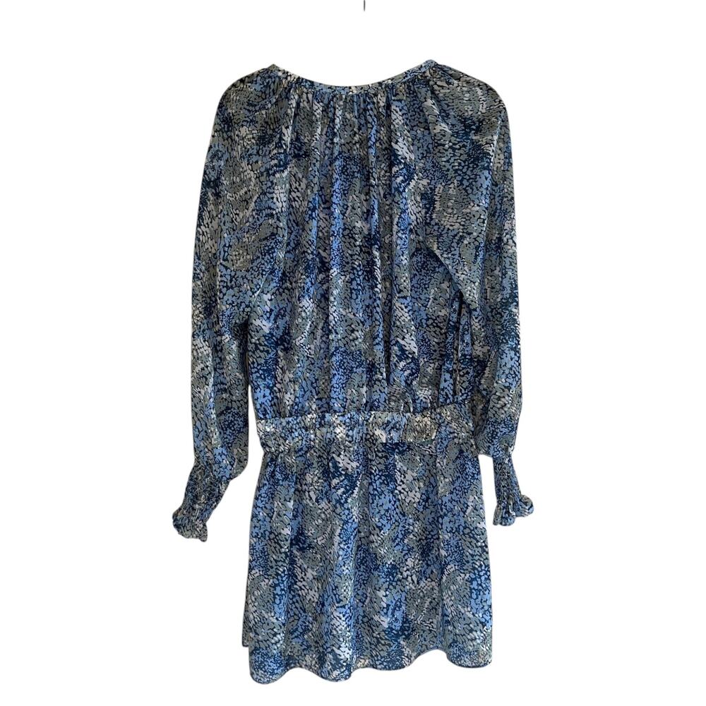 Ramy Brook Brinley Printed Tassel Tie Long Sleeve Mini Dress Navy Blue Size M - Picture 4 of 9